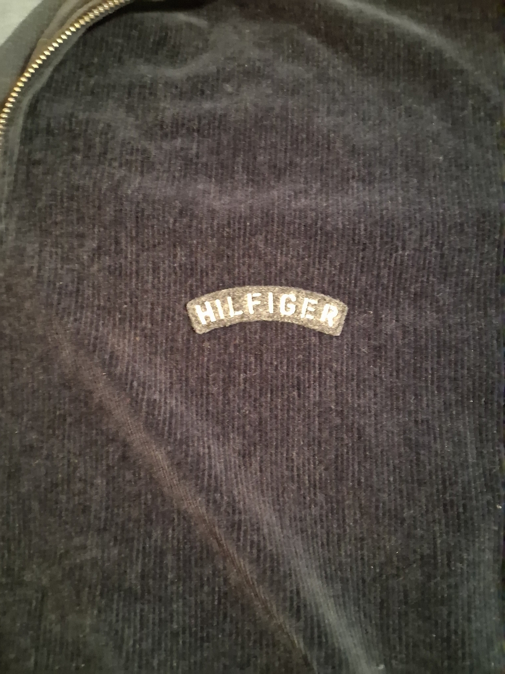 Vintage Tommy Hilfiger Jacket Mens XL Blue Velour Quarter Zip Pullover 90s - Picture 5 of 5